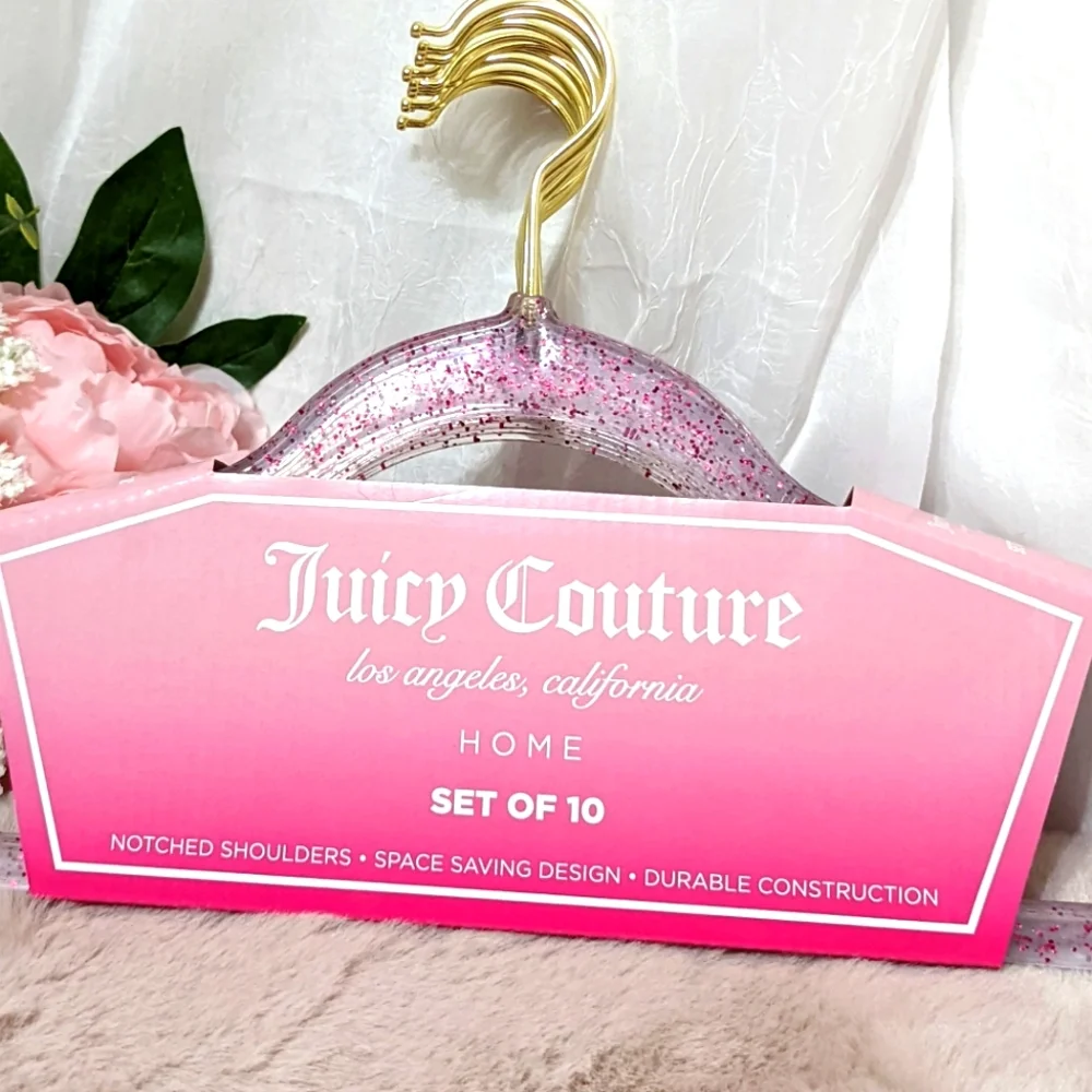 🆕 10pc Pink Glitter Clothing Hangers 💗 Juicy Couture